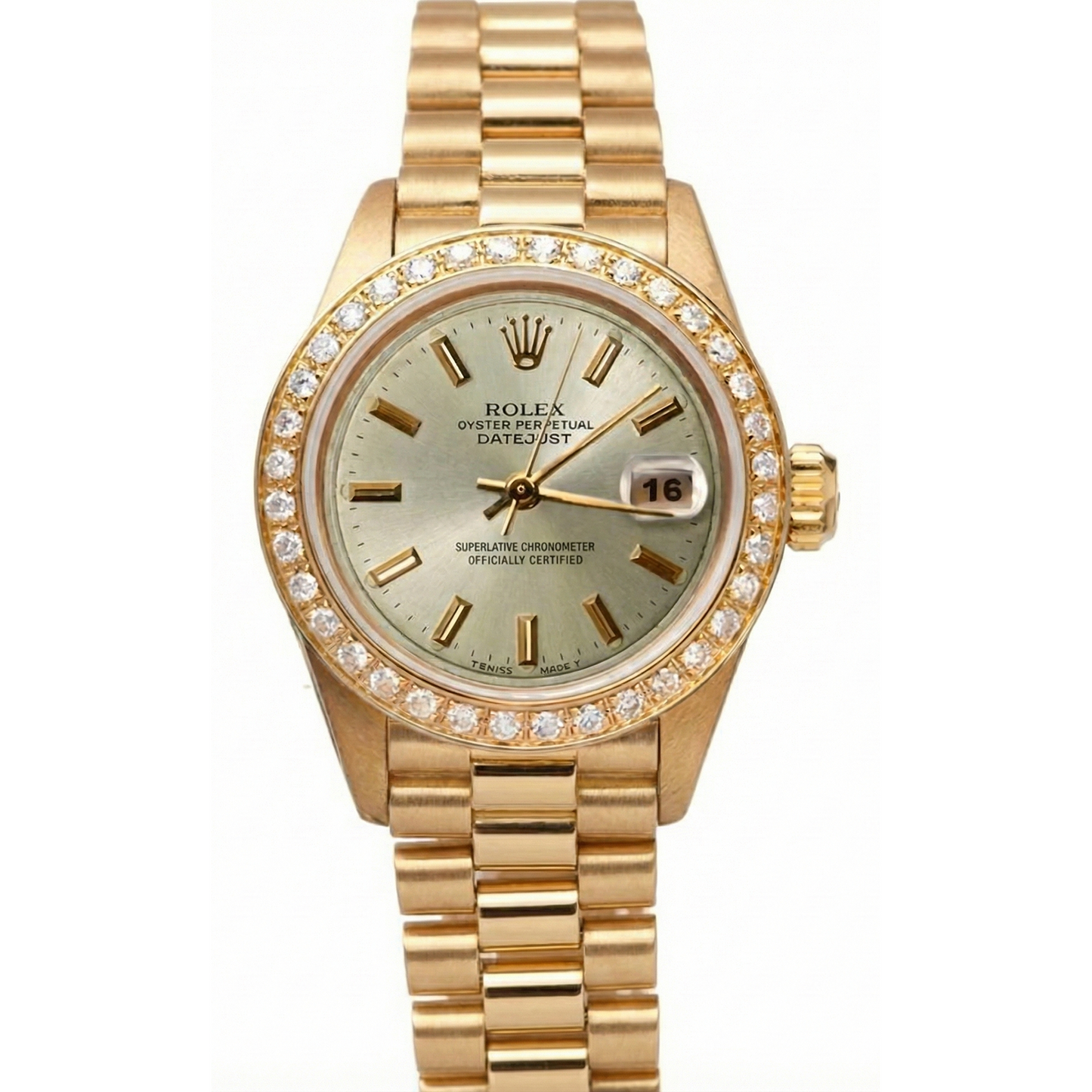 Rolex Datejust President Style Watch Ivory Color Diamond Bezel