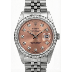 Rolex Datejust Ss Watch Pink Dial  Fg Midsize Rolex Pink Dial Stainless