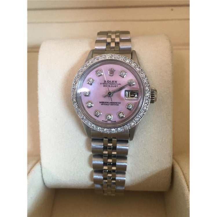 Mother Of Pearl Dial Diamond Bezel Ss