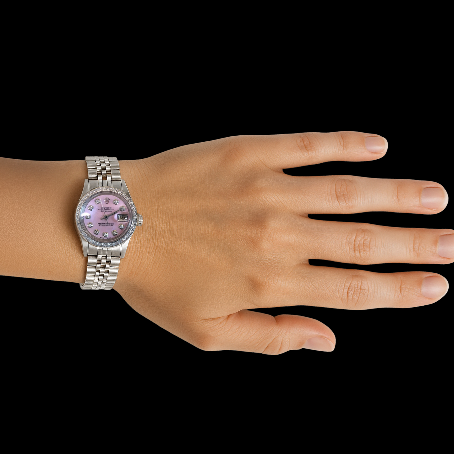 Rolex Datejust Watch Mother Of Pearl Dial Diamond Bezel Ss P1
