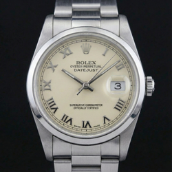 Rolex Datejust Watch Roman Dial Smooth Bezel Stainless Steel Midsize