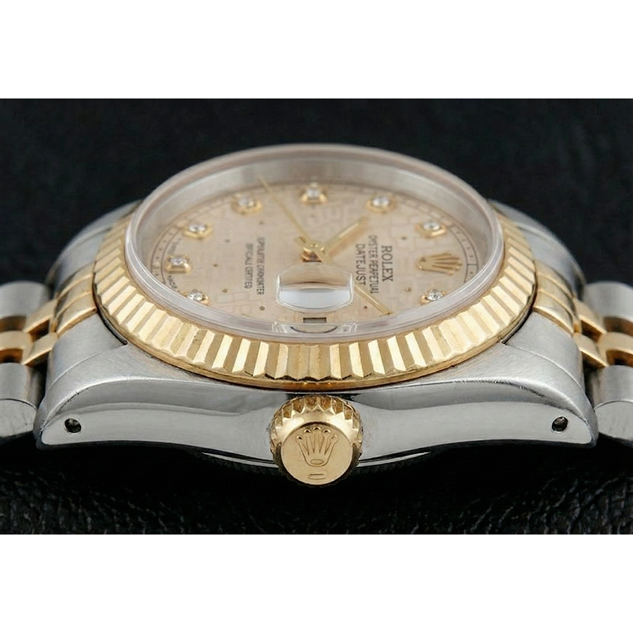 Rolex Datejust Watch Two Tone Diamond Dial Jubilee Style Ivory