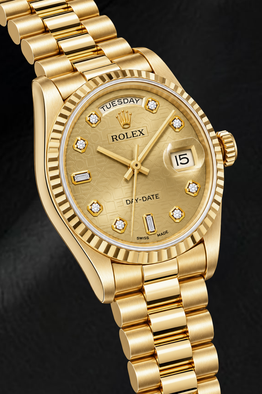 Rolex Day-Date 18238 36mm Champagne Jubilee Diamond Dial Yellow Gold Watch