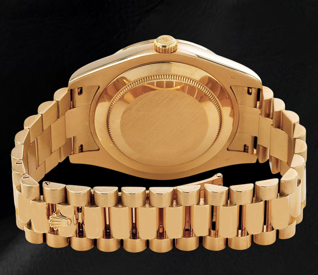 Rolex Day Date II  218348 41mm Champagne Baguette Diamond Dial Yellow Gold Watch 18K