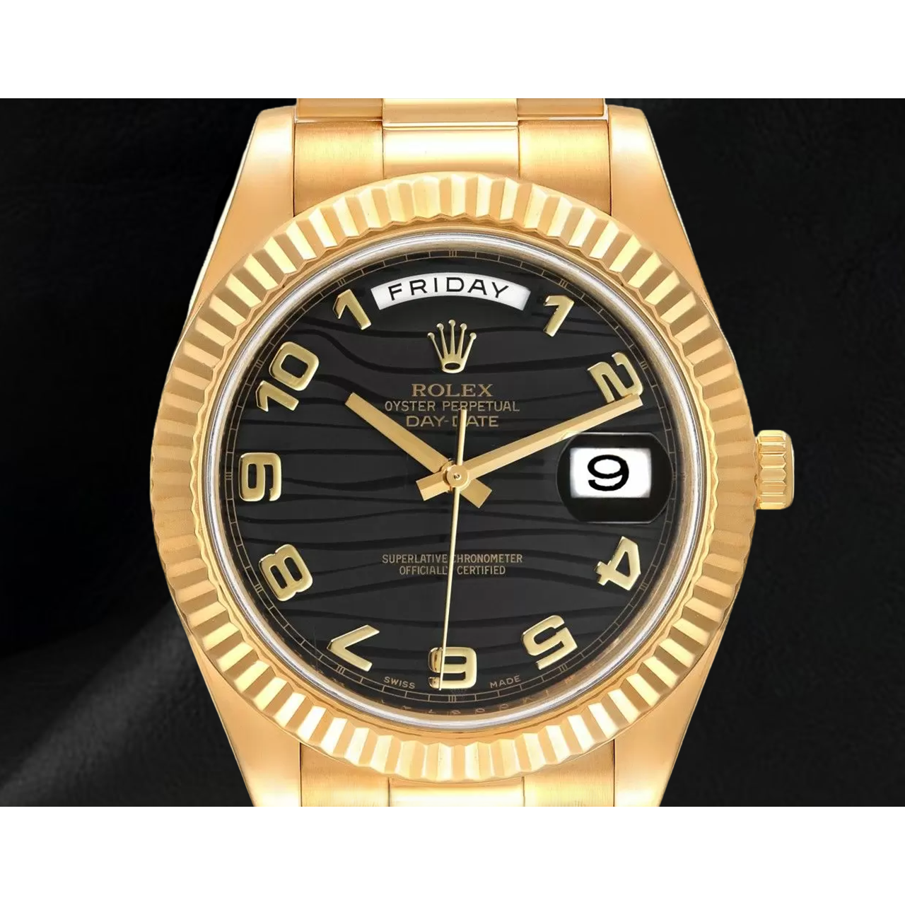 Rolex Day Date Two 41 Mm Men Watch Domed Bezel Yellow Gold