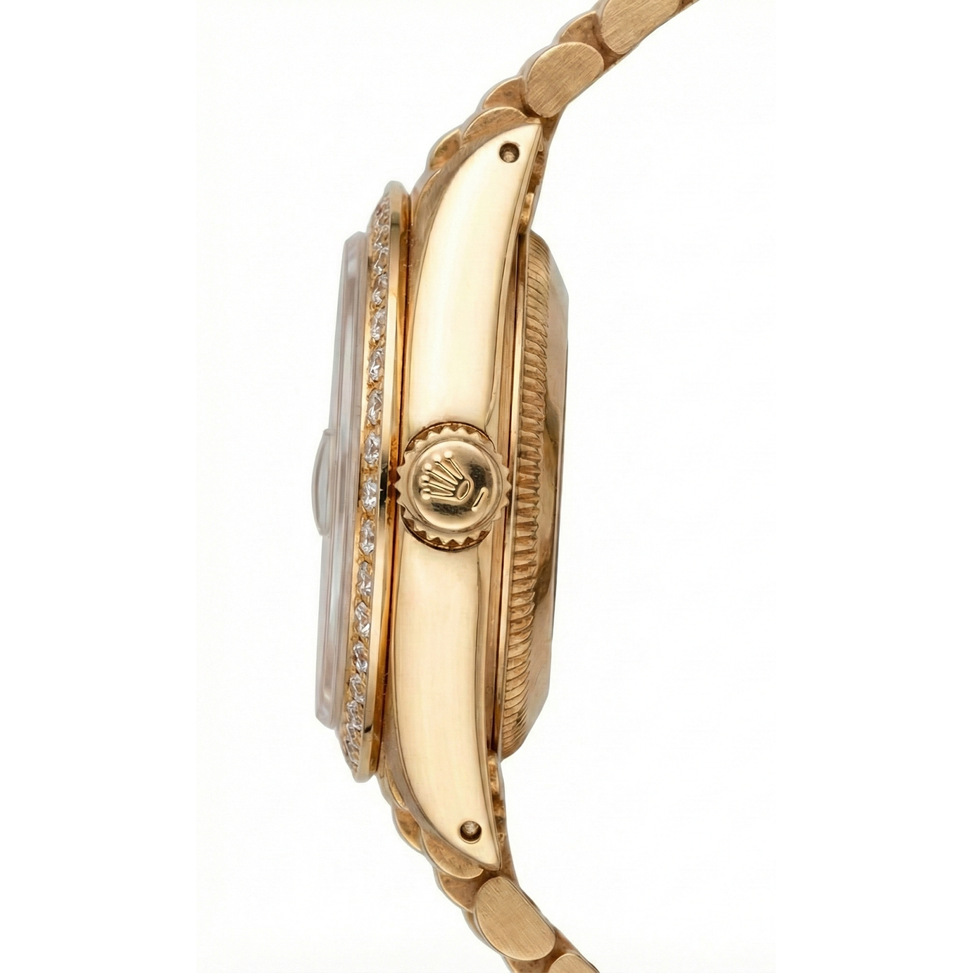 Rolex Dj Champagne Tapestry Dial Pin Stripe Watch Gold President