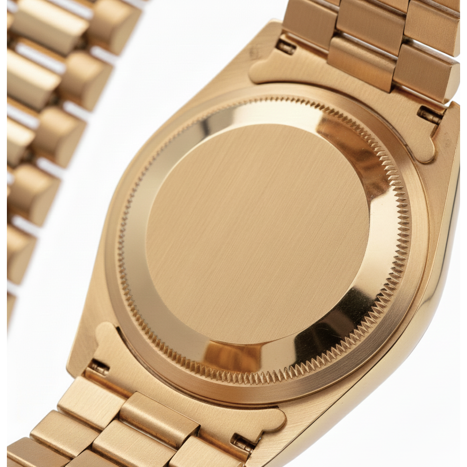 Rolex Dj Champagne Tapestry Dial Pin Stripe Watch Gold President