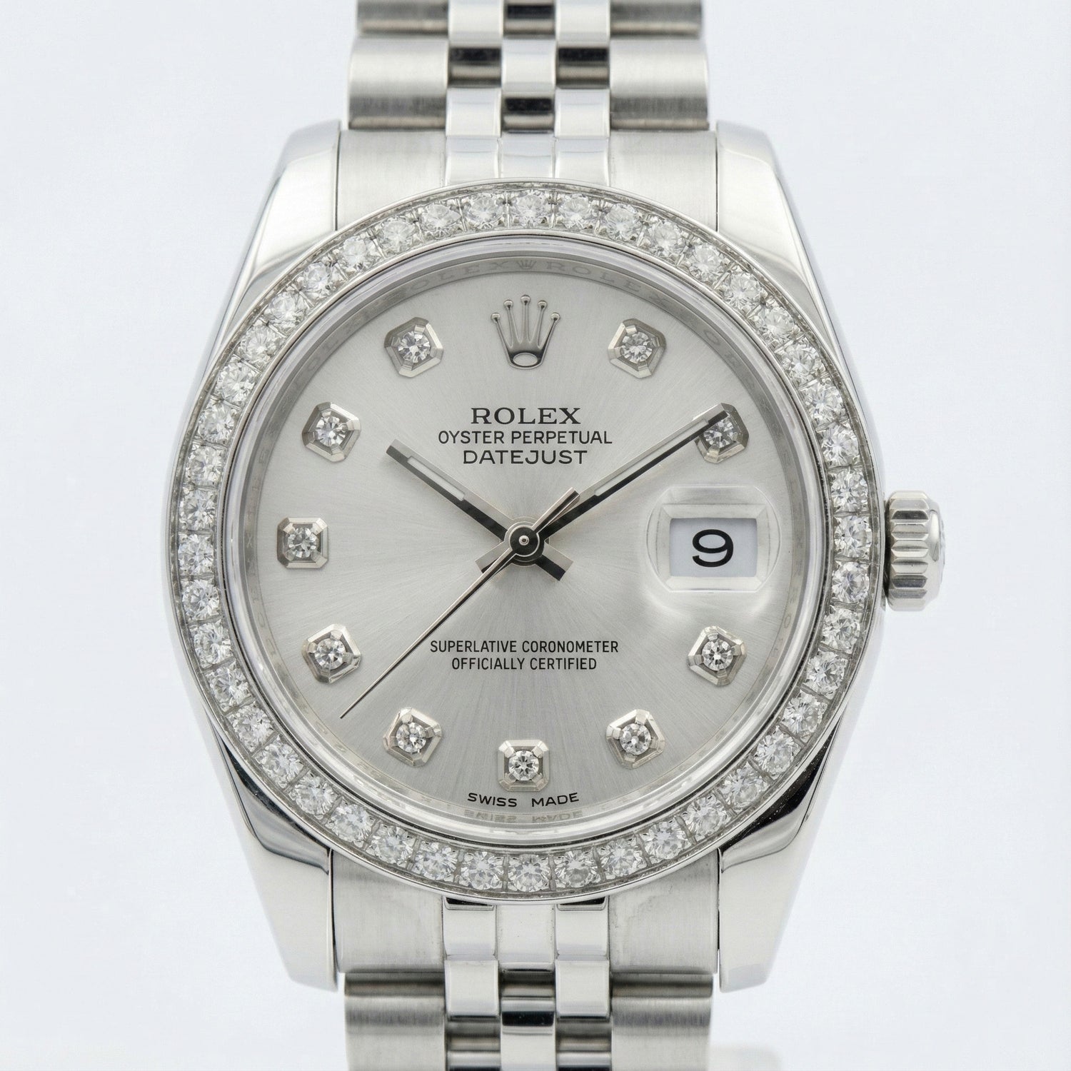 Rolex Dj Midsize 31 Mm Watch Custom Diamond Dial Jubilee Bracelet Ss