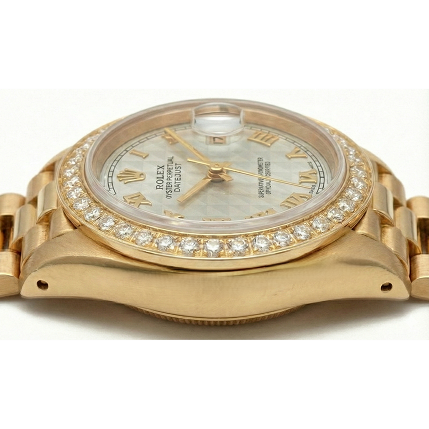 Rolex Dj Pyramid Roman Dial Diamond Bezel Watch President Style G