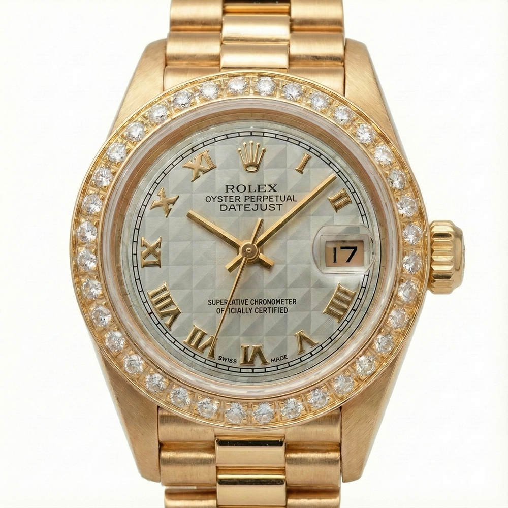 Rolex Dj Pyramid Roman Dial Diamond Bezel Watch President Style G