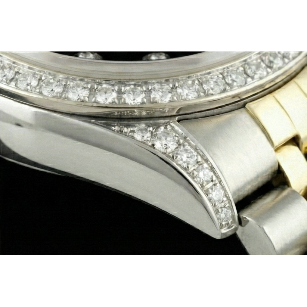 Rolex Dj Quick Set No Holes Diamond Bezel Black Dial Ss Bracelet