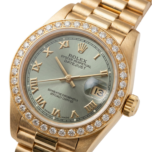 Rolex Dj Watch President Style Bracelet Gray Roman Dial Yg Women