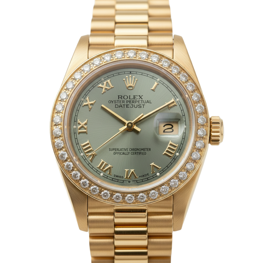 Rolex Dj Watch President Style Bracelet Gray Roman Dial Yg Women