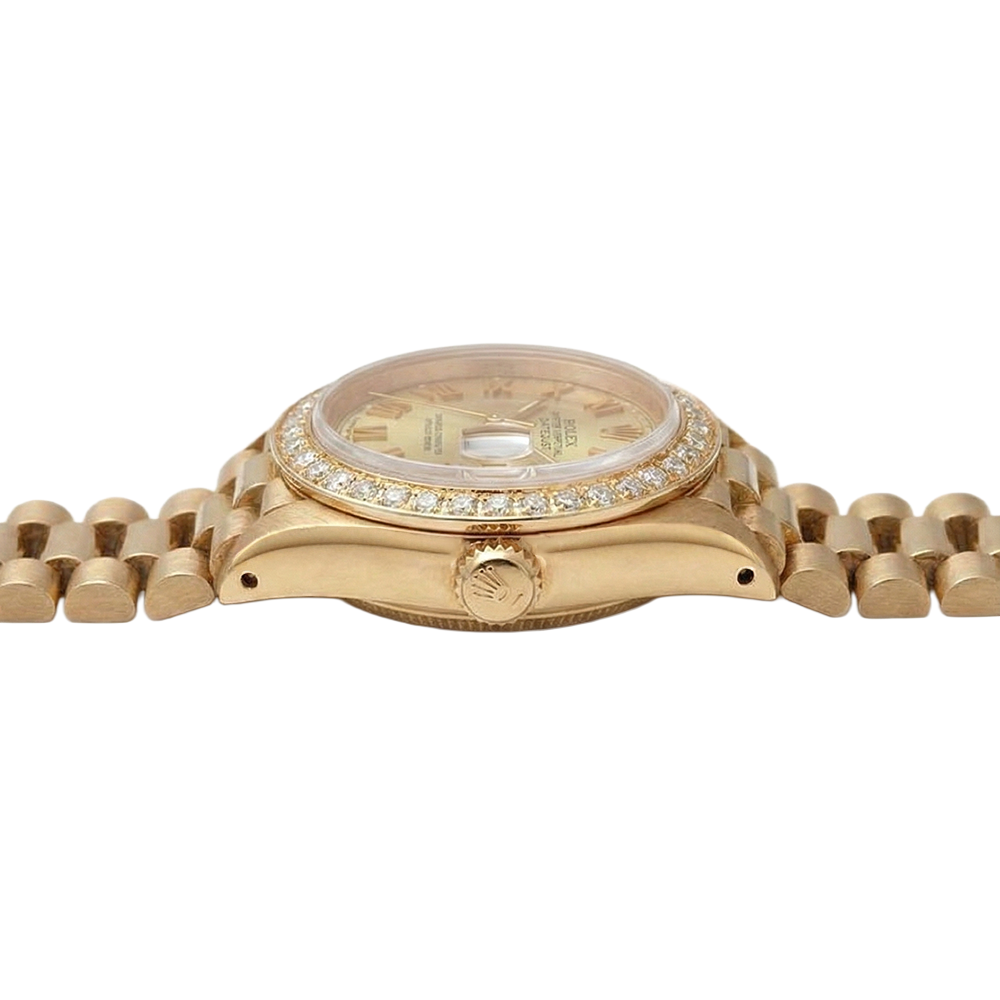 Rolex Dj Watch Presidential Style Champagne Stick Dial  Bezel