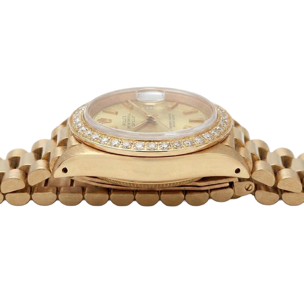 Rolex Dj Watch Presidential Style Champagne Stick Dial  Bezel