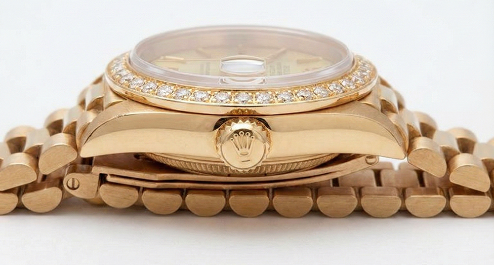 Rolex Dj Watch Presidential Style Champagne Stick Dial  Bezel