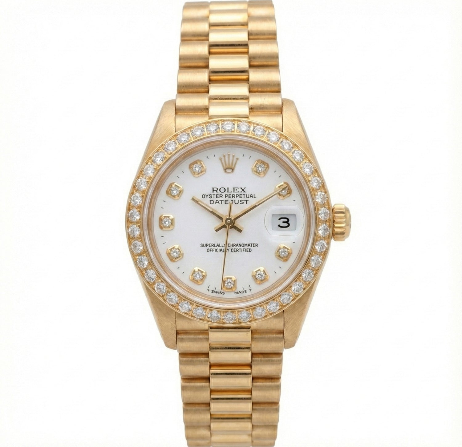 Rolex Dj Watch Presidential Style Gold Bezel Diamond Dial Rolex