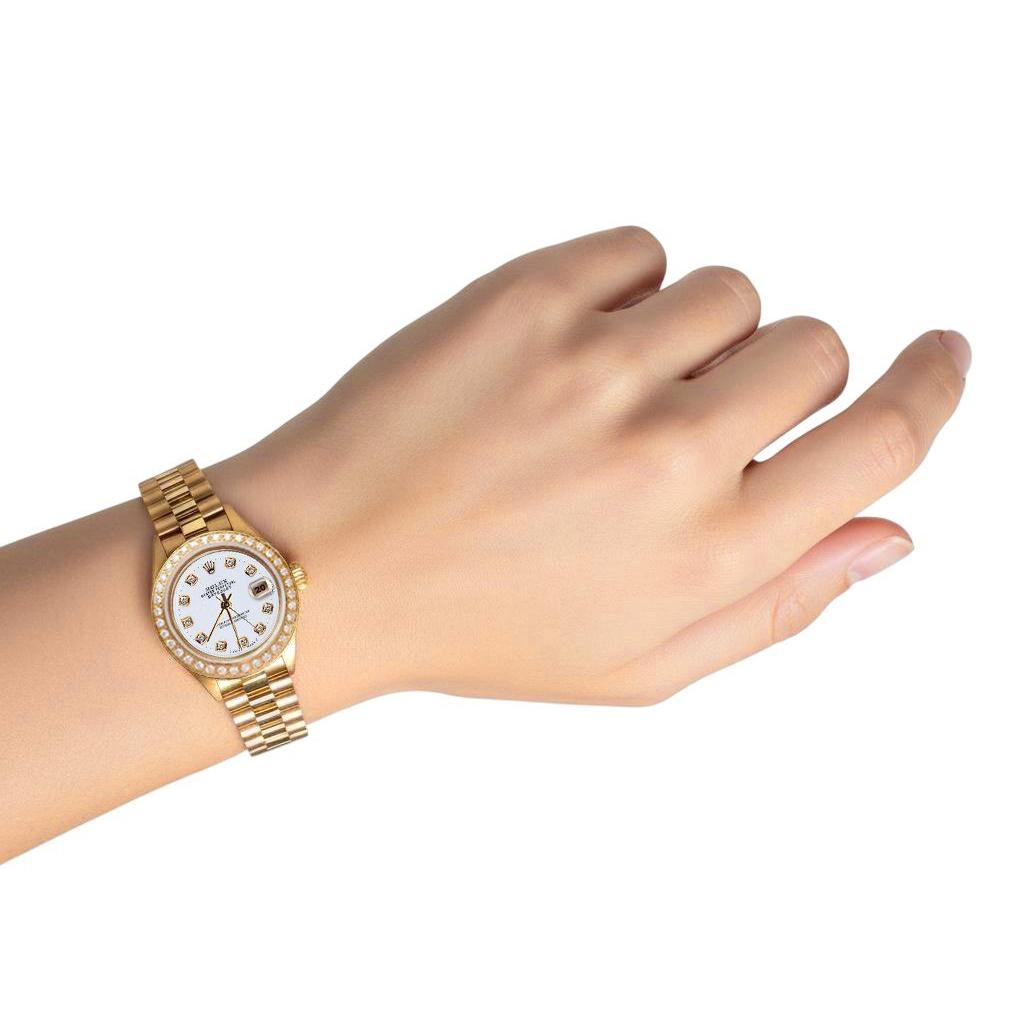 Rolex Dj Watch Presidential Style Gold Bezel Diamond Dial Rolex P2