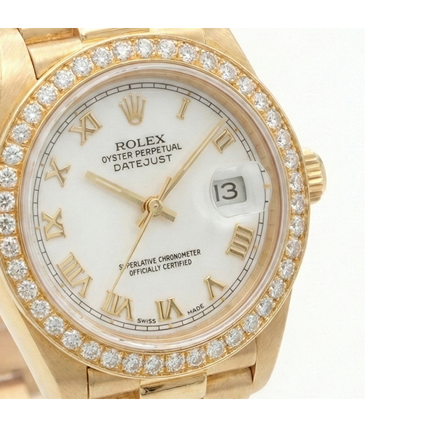 Rolex Dj White Roman Dial Diamond Bezel Presidential Style Gold