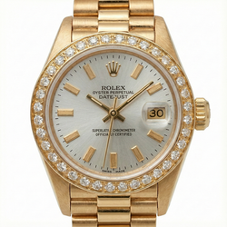 Rolex Dj White Stick Dial President Style Watch Diamond Bezel Gold