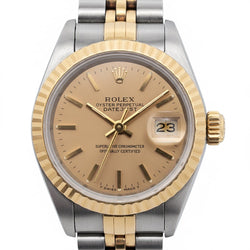 Rolex Lady-Datejust 26 mm Champagne Stick Dial Two Tone Watch