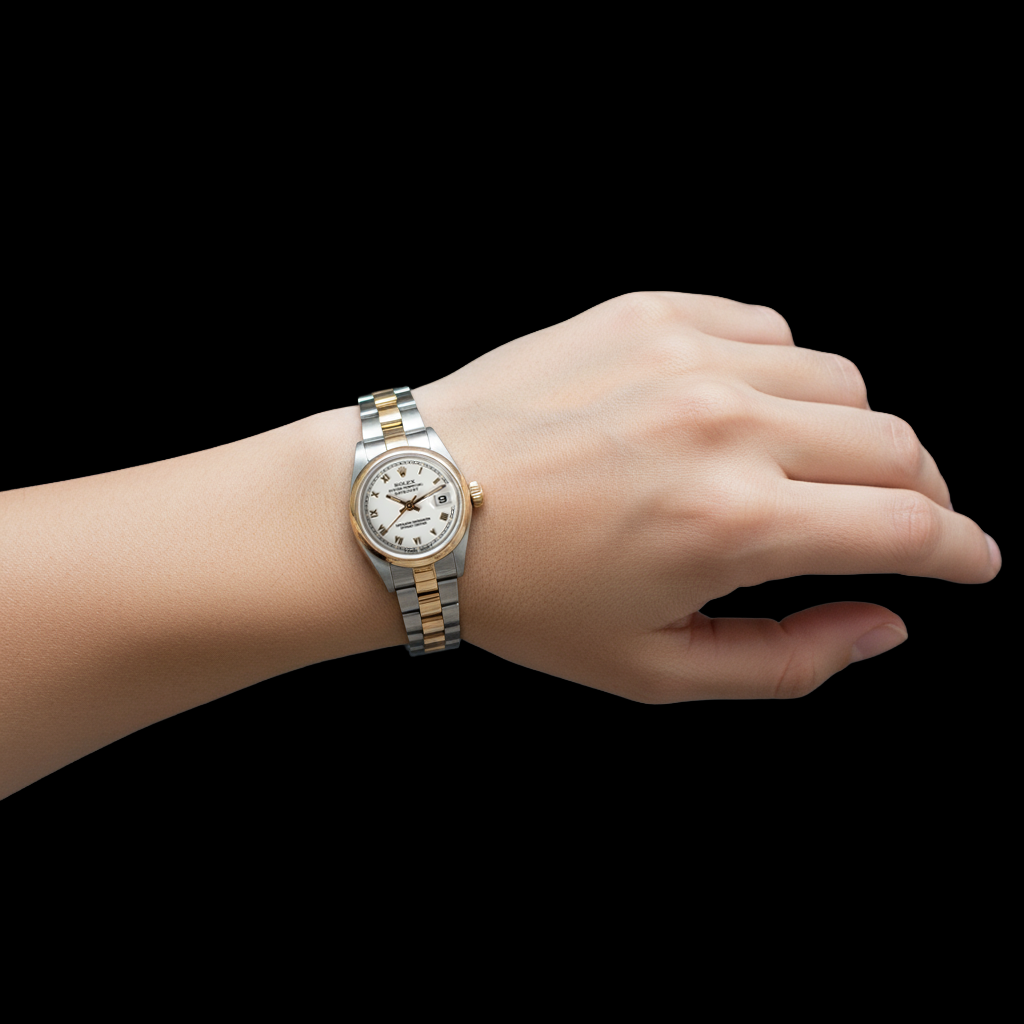 Rolex Two Tone with Gemstone – profile view