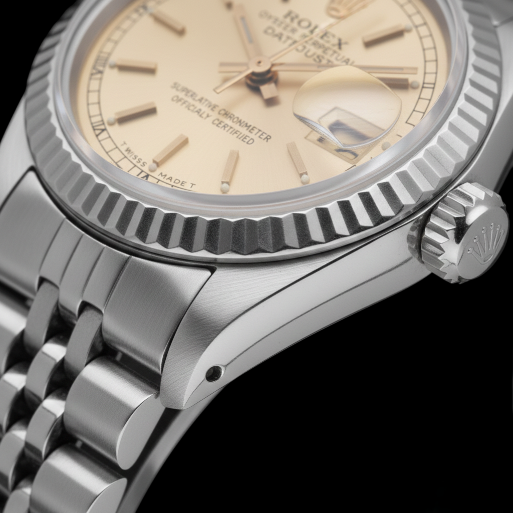 Earth-Mined Gemstone Rolex ct Stainless Steel – angle view