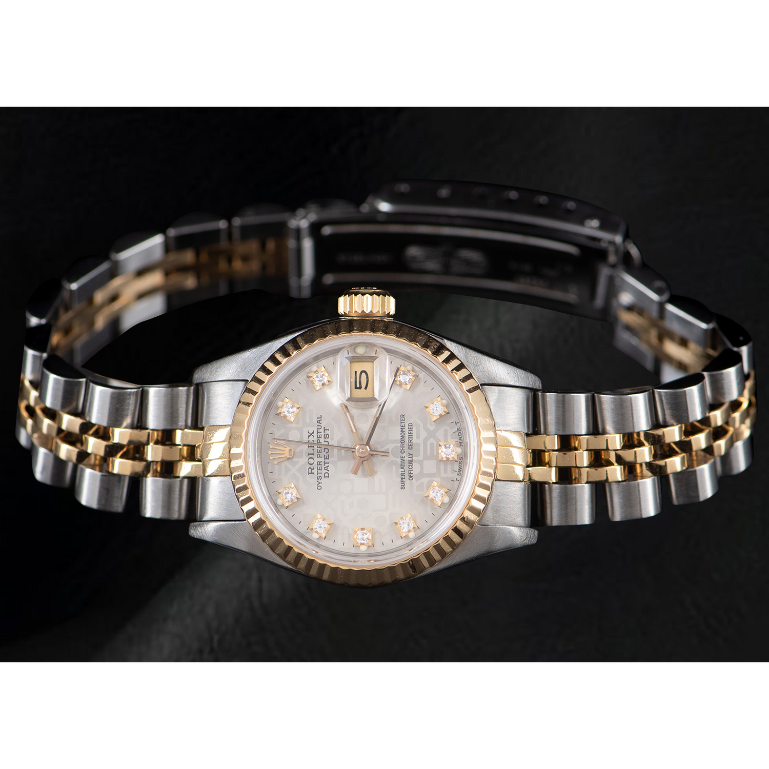 Rolex Lady Datejust 26 mm Silver Jubilee Diamond Dial Two Tone Watch