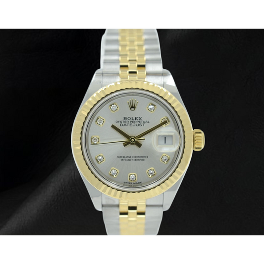 Rolex Lady Datejust 28mm 279173 Silver Diamond Dial Watch Two Tone