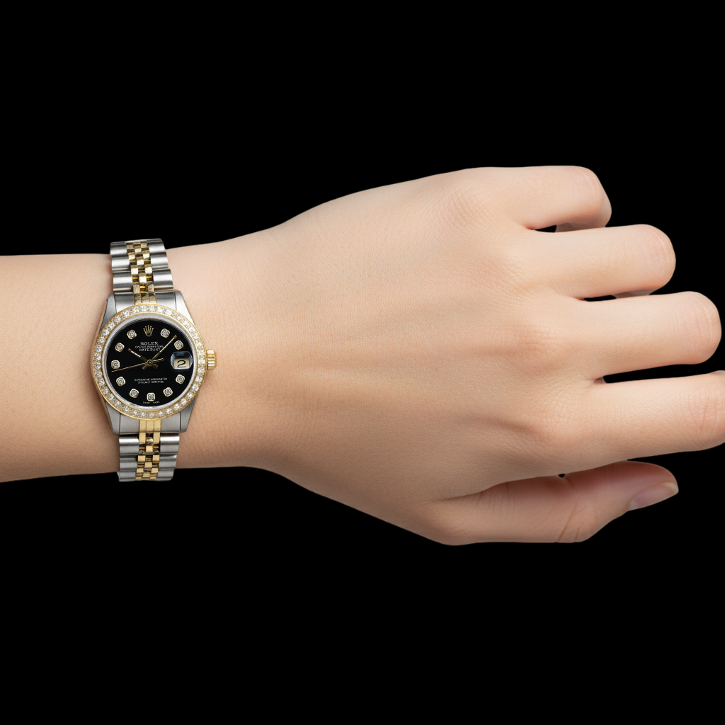 Rolex Mid Size Datejust Diamond Watch Black Midsize Diamond Dial P2