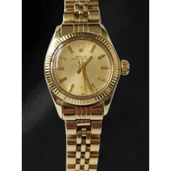 Rolex Oyster Perpetual 24 mm Champagne Stick Dial Yellow Gold Watch