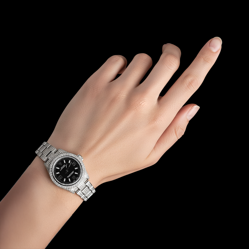 Rolex Oyster Perpetual 26mm 10ct Iced Genuine Diamonds Ladies Watch P2