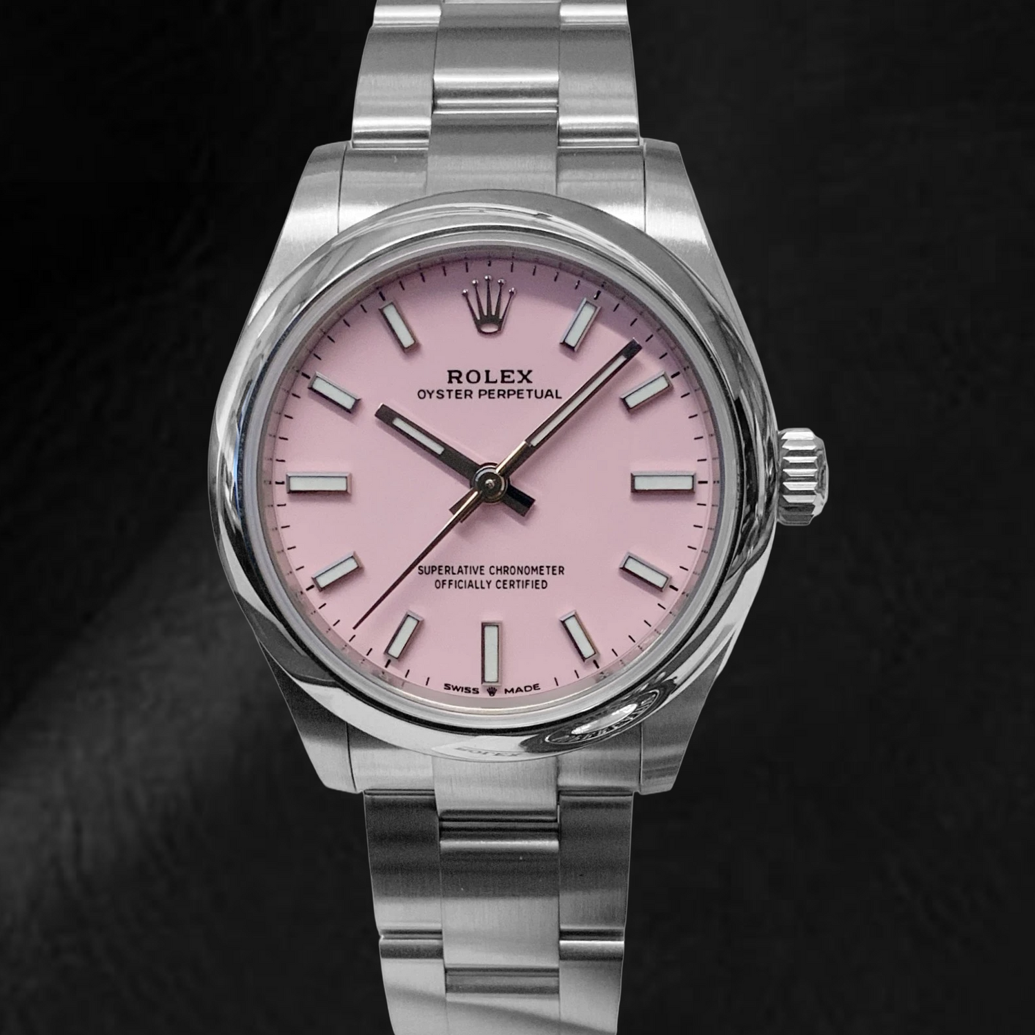 Rolex Oyster Perpetual 31mm Candy Pink Luminous Dial Stainless Steel Men's Watch