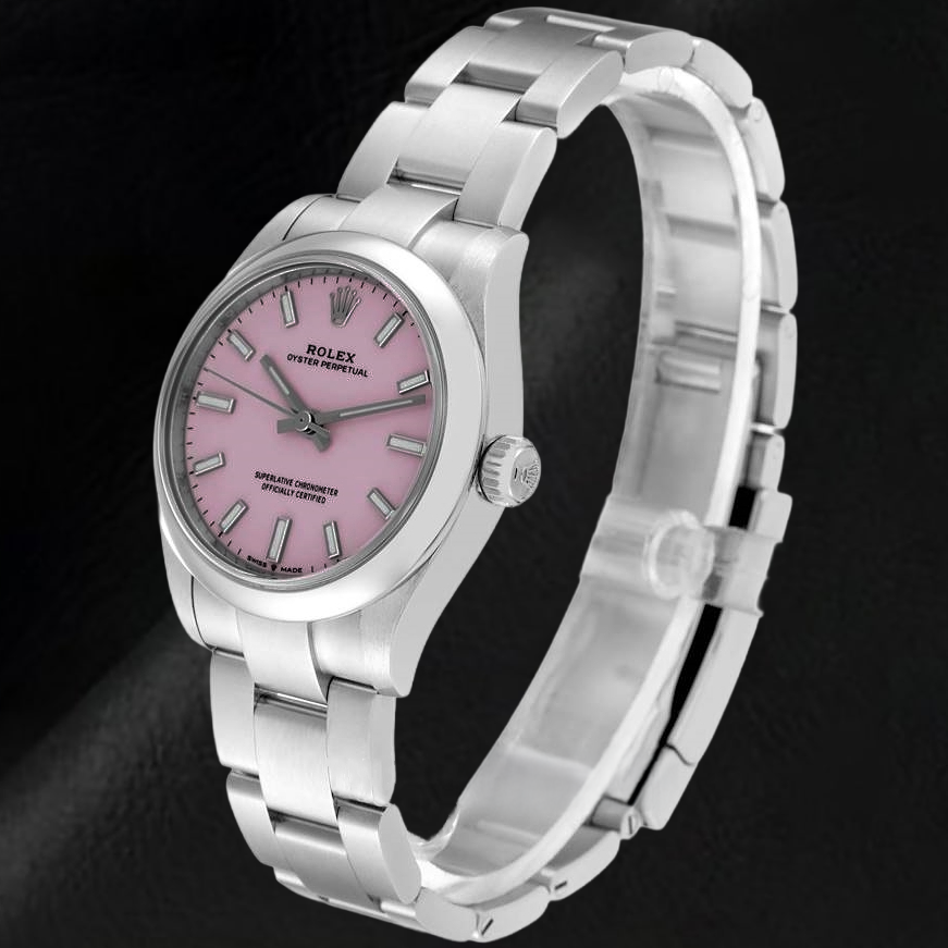 Rolex Oyster Perpetual 31mm Candy Pink Luminous Dial Stainless Steel Men's Watch
