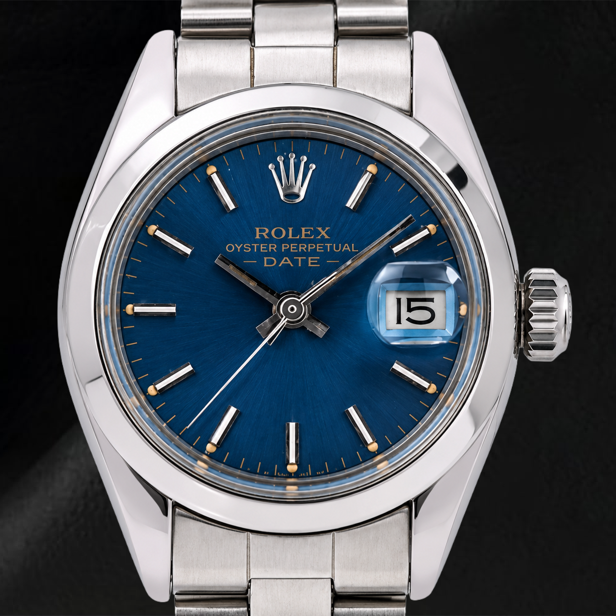 Rolex Oyster Perpetual 76094 26mm Blue Stick Dial Stainless Steel Watch