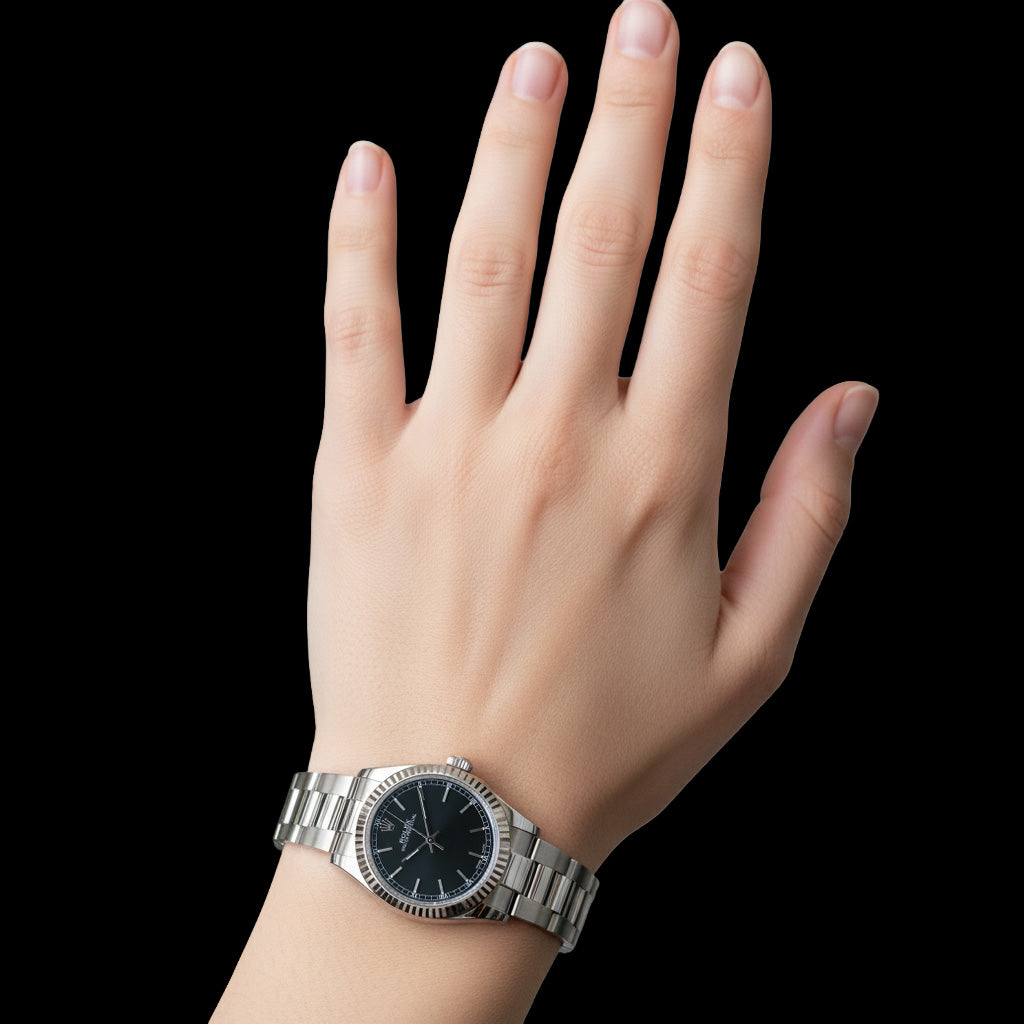 Rolex Oyster Perpetual Black Roman Dial Stainless Steel Men's Watch P3