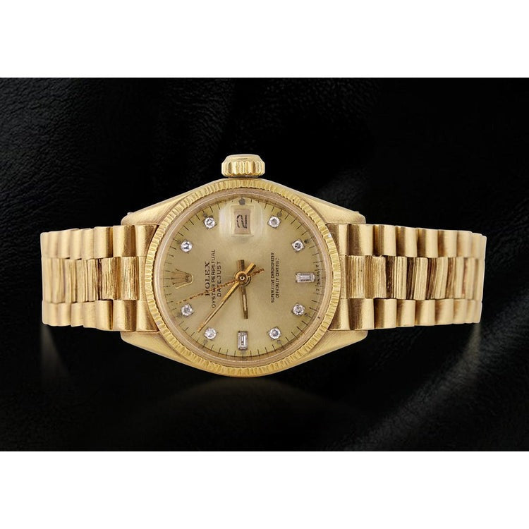 Fluted Bezel Yellow Gold Lady Watch