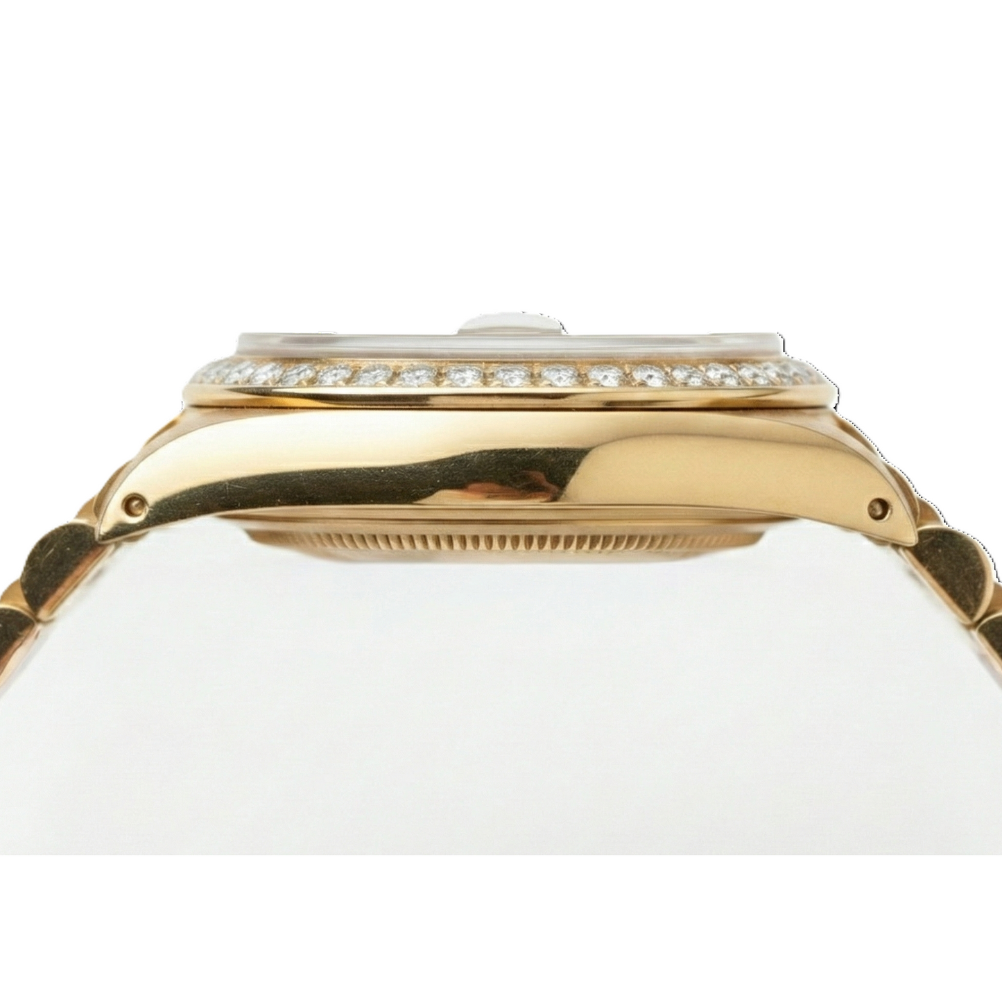 Rolex President Style Mother Of Pearl Diamond Dial Watch Gold Bezel