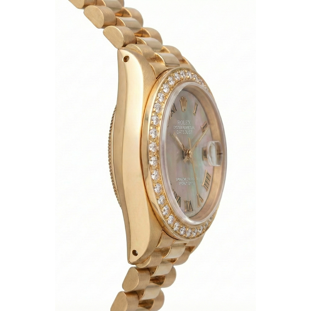 Rolex Presidential Style Lady Watch yg Mop Roman Dial Diamond Bezel