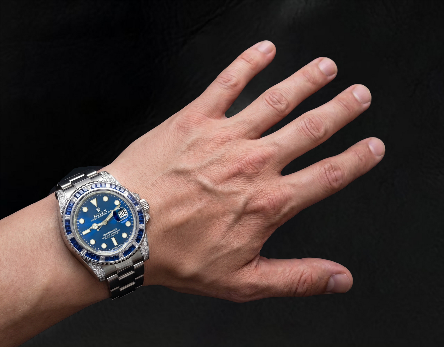 Rolex Submariner 116610LN Date 40mm Diamond With Blue Sapphire Bezel Stainless Steel Watch