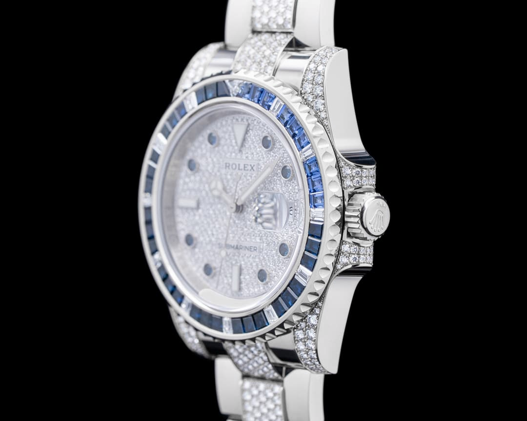 Rolex Submariner Date 116610 40mm Diamond Dial With Blue Sapphire Watch Stainless Steel Oyster Bracelet