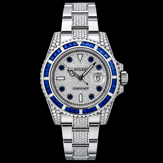 Rolex Submariner Date 116610 40mm Diamond Dial With Blue Sapphire Watch Stainless Steel Oyster Bracelet