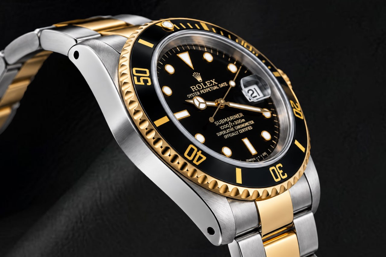Rolex Submariner Date 16803 40mm Black Dial Two Tone Watch