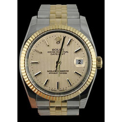 Rolex Watch Ss & Yellow Gold Jubilee Bracelet Tapestry Stick Dial QUICK SET