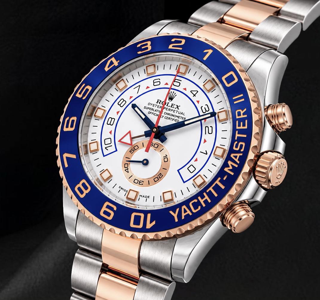 Rolex Yacht Master II 116681 44mm White Dial Blue Ceramic Bezel Two Tone Watch