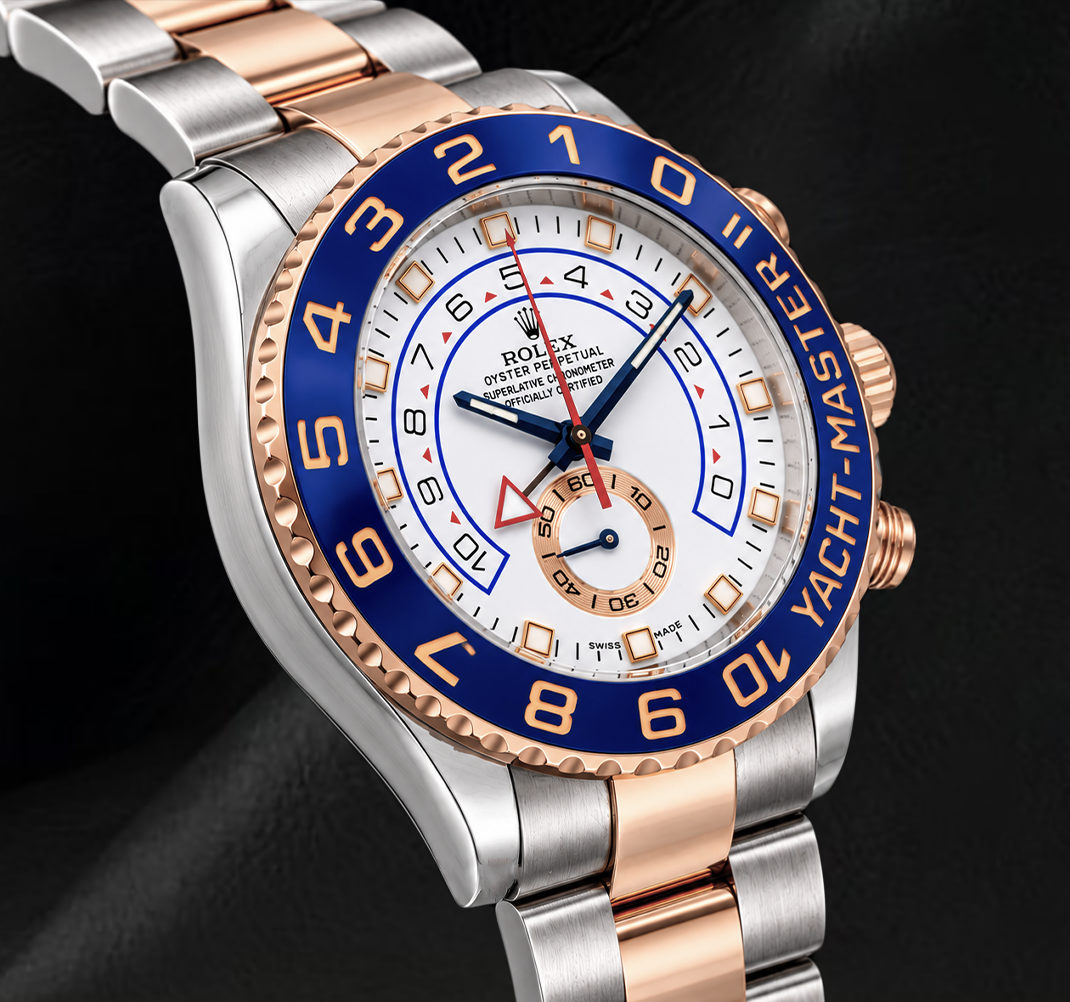 Rolex Yacht Master II 116681 44mm White Dial Blue Ceramic Bezel Two Tone Watch