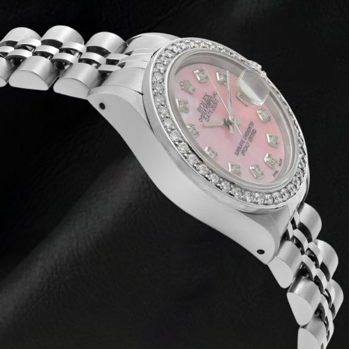 Rolex Datejust Ss Jubilee Bracelet Pink Mop Diamond Dial Ladies Watch