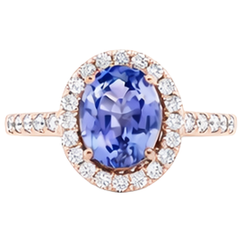 natural round tanzanite 15.40ct ring side angle