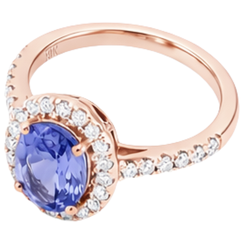 natural round tanzanite 15.40ct ring top view