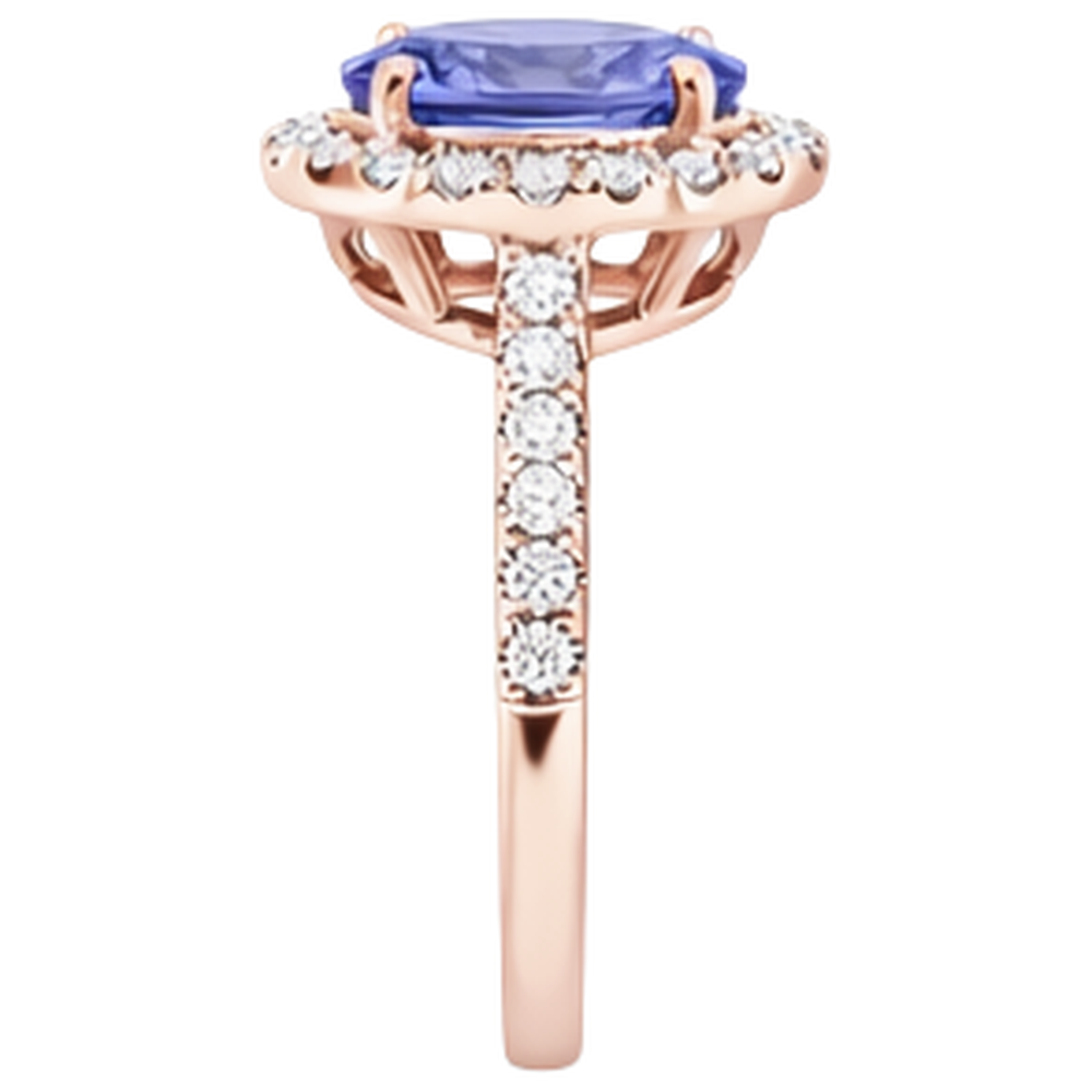 natural round tanzanite 15.40ct ring profile view